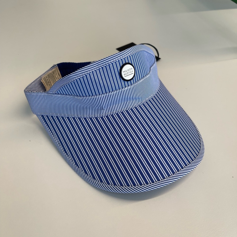 NWT scotch & soda visor - blue + white stripe